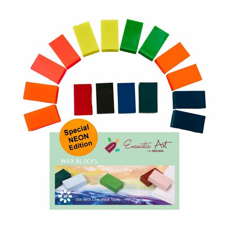 Encaustic Art wax - Neon selection + gratis stempel